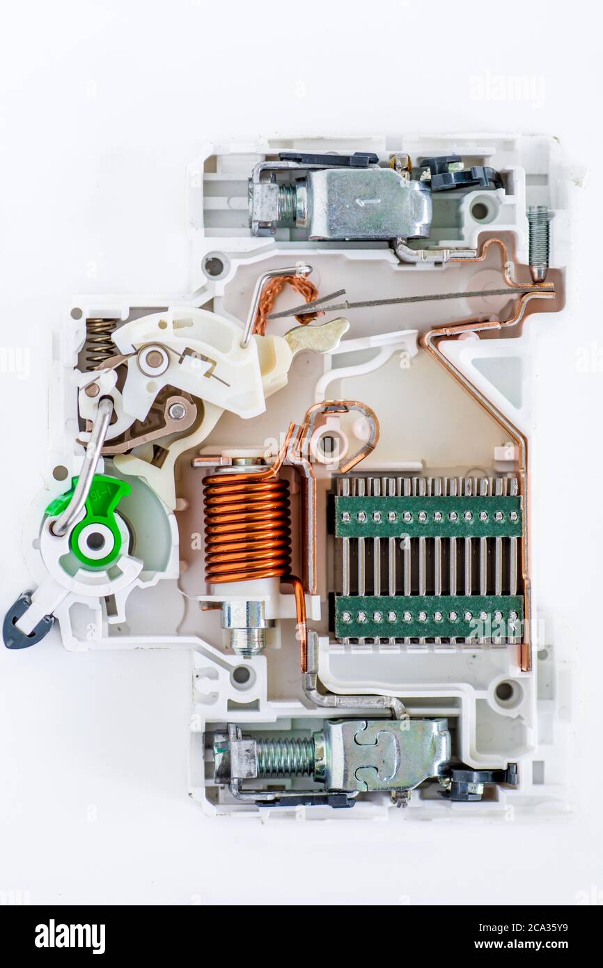inside of circuit breaker on the white background Stock Photo Alamy