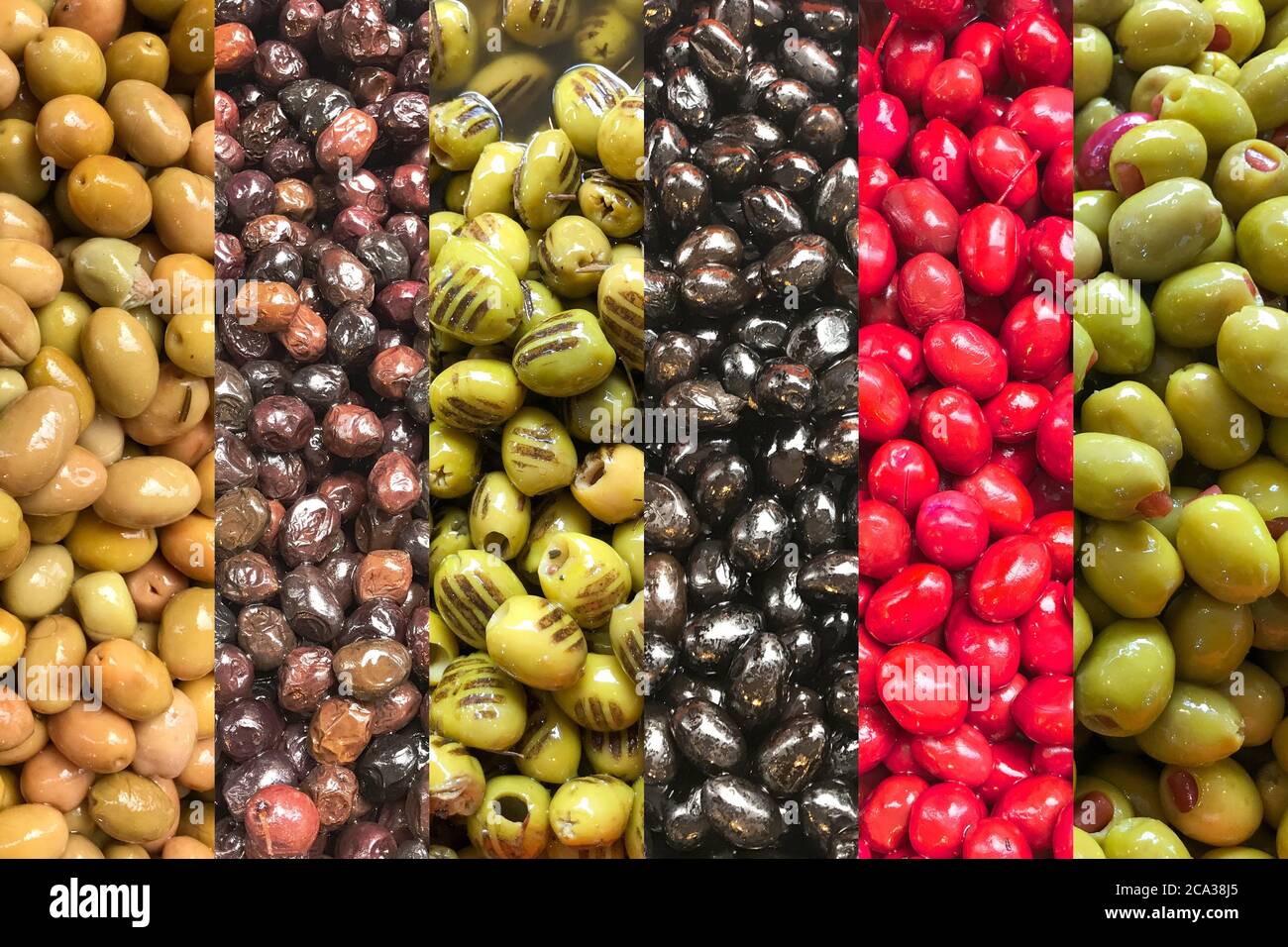 CloseUp Of Different Types Of Greek Olives Stock Photo Alamy