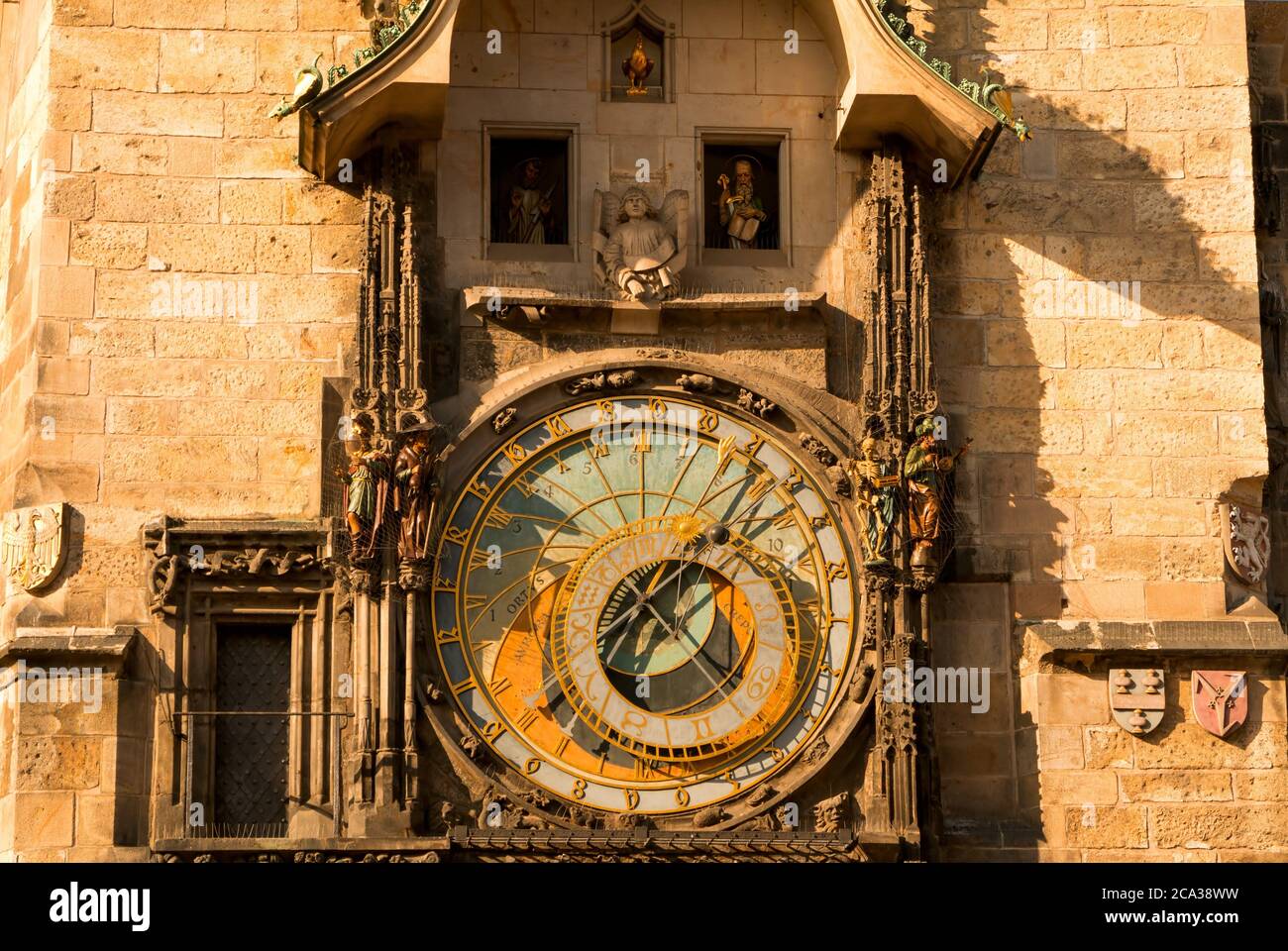 Czech Republic, Prague. The old town square. The ancient astronomical clock on the old town hall