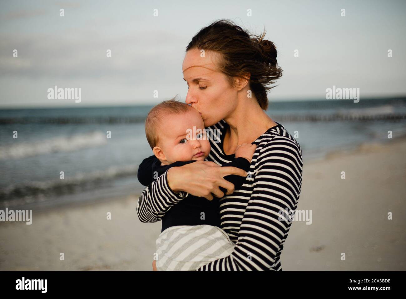 Mother and son at the beach. Stock Photo