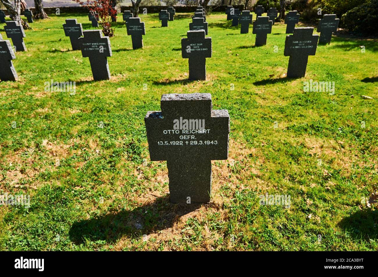 Tombstones in the German Soldiers Cemetery in Cuacos de Yuste, Extremadura (Spain) Stock Photo