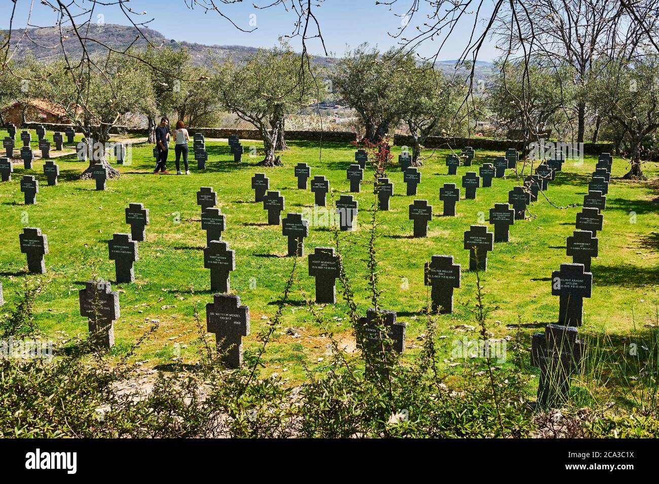 Tombstones in the German Soldiers Cemetery in Cuacos de Yuste, Extremadura (Spain) Stock Photo