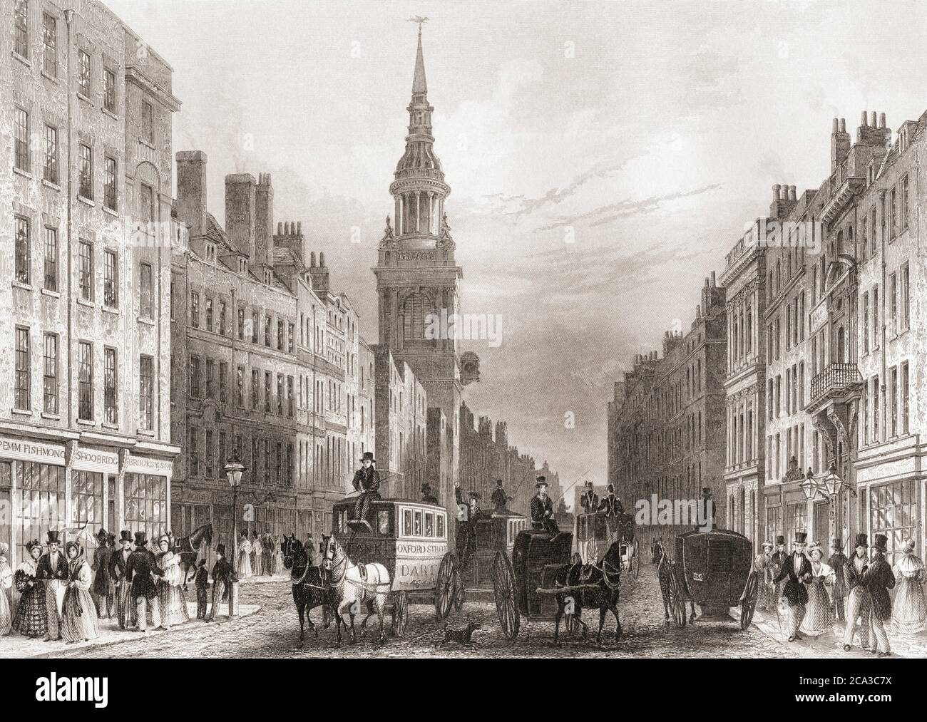 Cheapside, London, England, 19th century. From The History of London: Illustrated by Views in London and Westminster, published c. 1838. Stock Photo