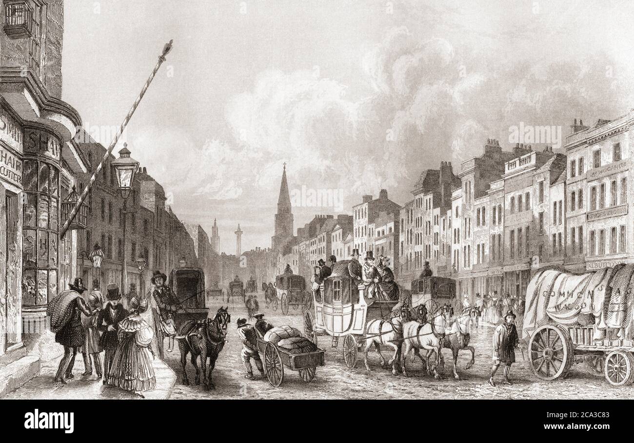 High Street, Whitechapel, London, England, 19th century. From The History of London: Illustrated by Views in London and Westminster, published c. Stock Photo