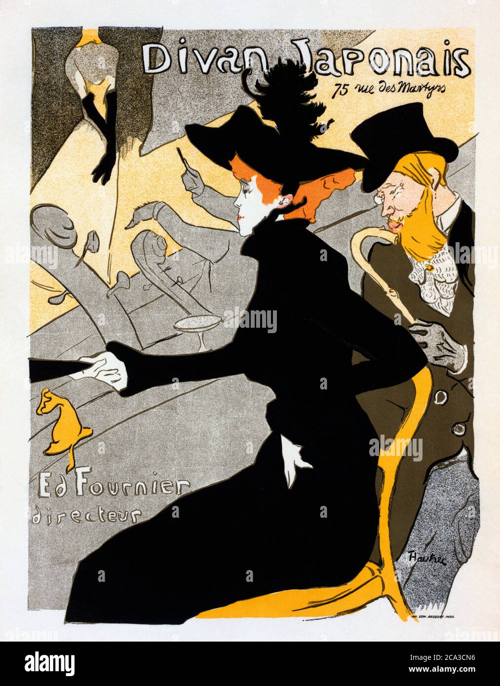 Divan Japonais. Poster, dated circa 1893-1894 by French artist Henri de Toulouse-Lautrec, 1864-1901. The poster was designed as an advertisement for Stock Photo