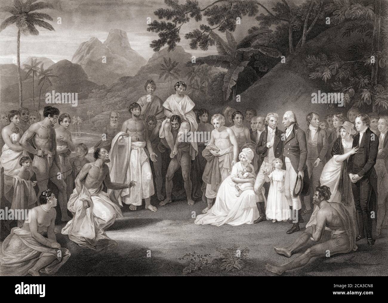 The Cession of Matavai, in Tahiti, to Captain James Wilson. In the early 1800â.s Captain Wilson and members of the London Missionary Society sailed Stock Photo