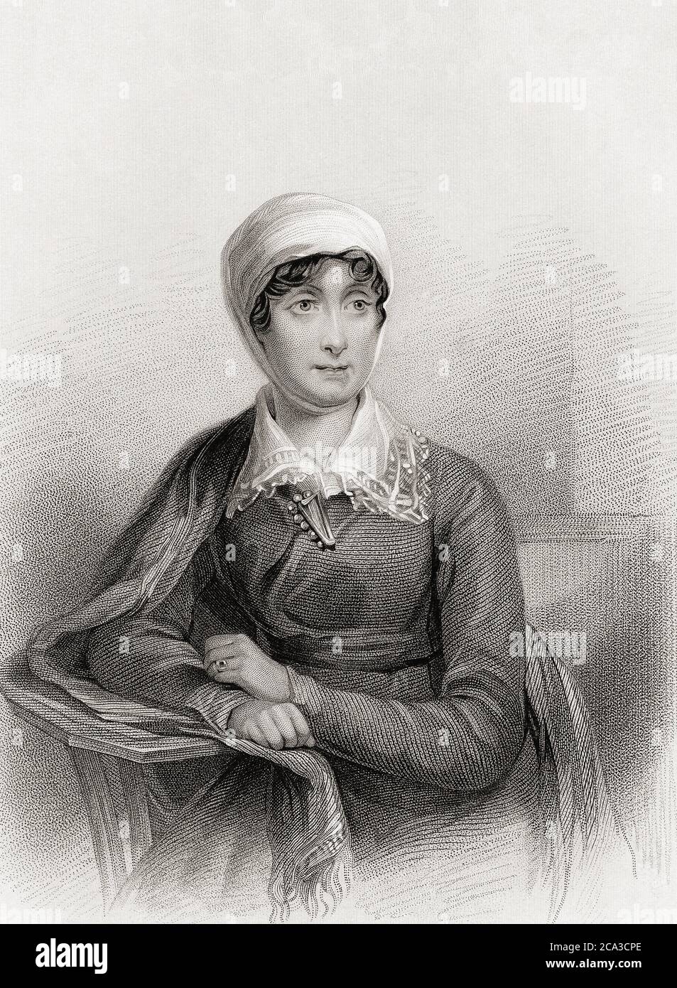 Joanna Baillie, 1762 - 1851. Scottish poet and dramatist. After an engraving by H. Robinson from a painting by John James Masquerier. Stock Photo