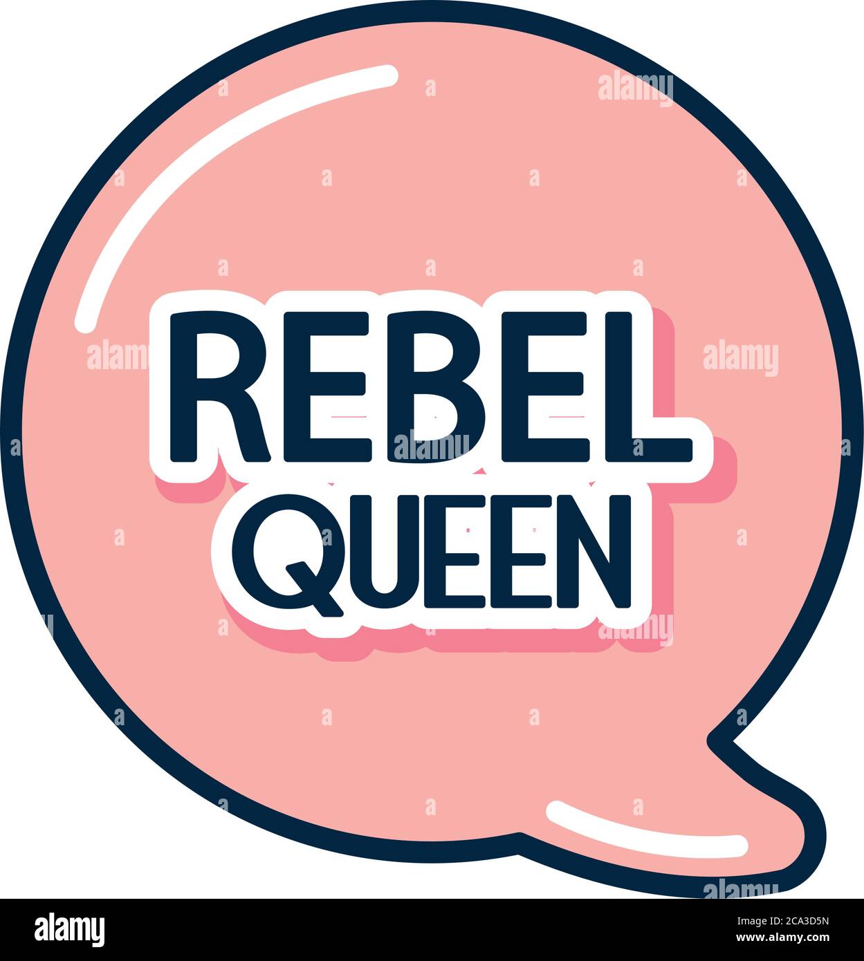 slang bubble concept, pink speech bubble with rebel queen word over white background, flat style, vector illustration Stock Vector