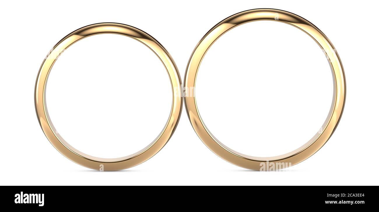 Wedding Rings Stock Image Two golden wedding rings isolated on white, wedding rings background ...