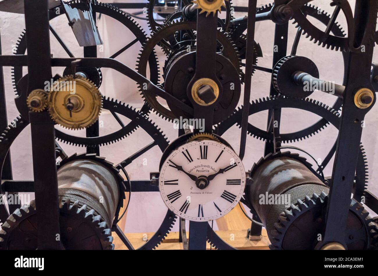 Bell tower clock mechanism, Piran, Slovenia Stock Photo Alamy