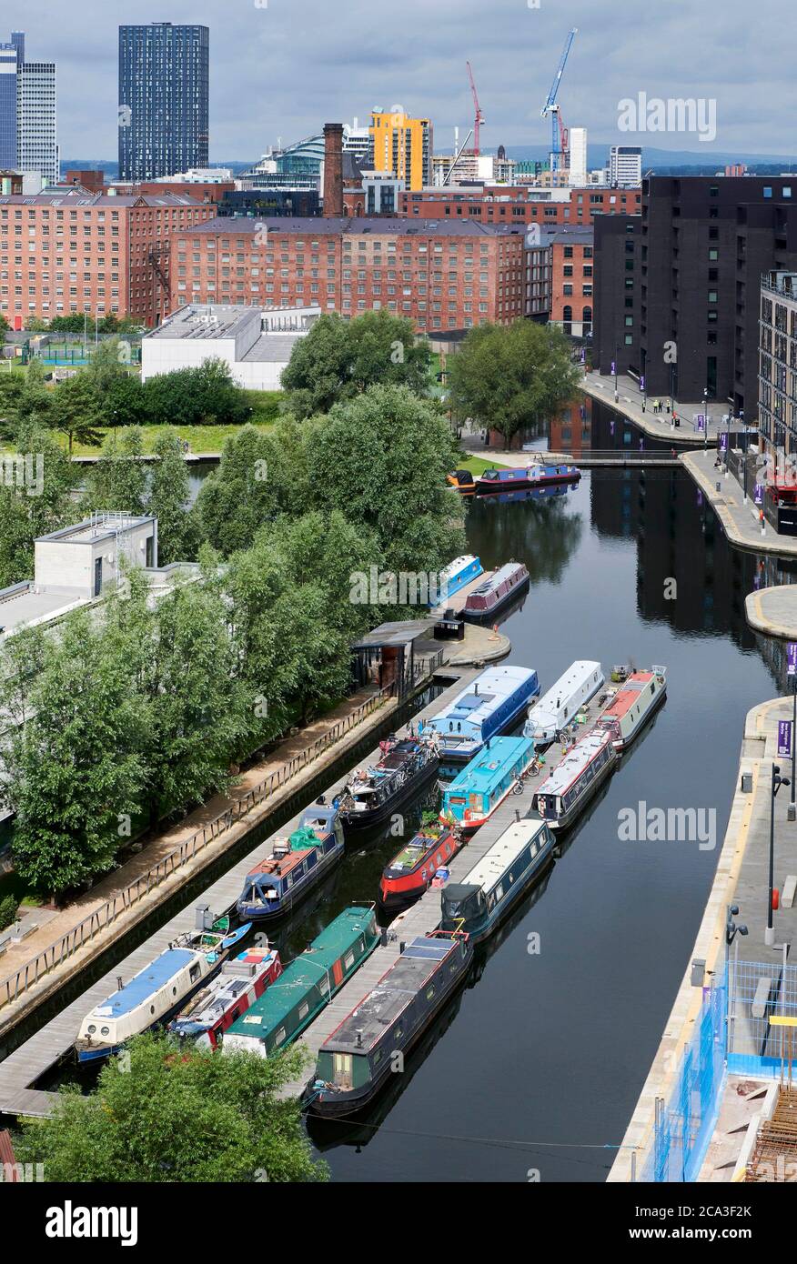 Canal basin on the Rochdale Canal, New Islington, Ancoats, Manchester, northern England, UK Stock Photo