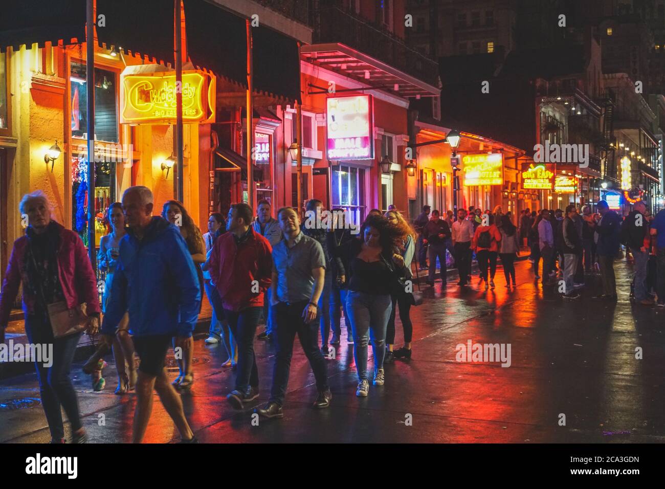 New Orleans - 05/01/2018: Nightlife along Bourbon Street in the French