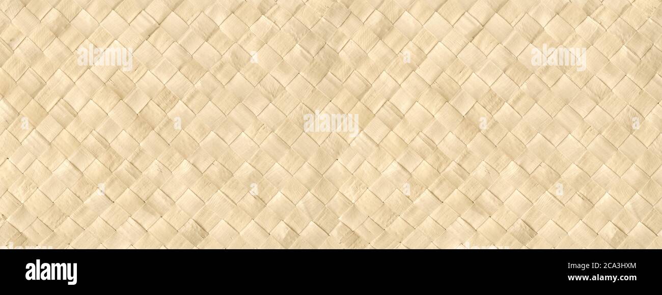 Woven light bamboo mat texture background banner Stock Photo