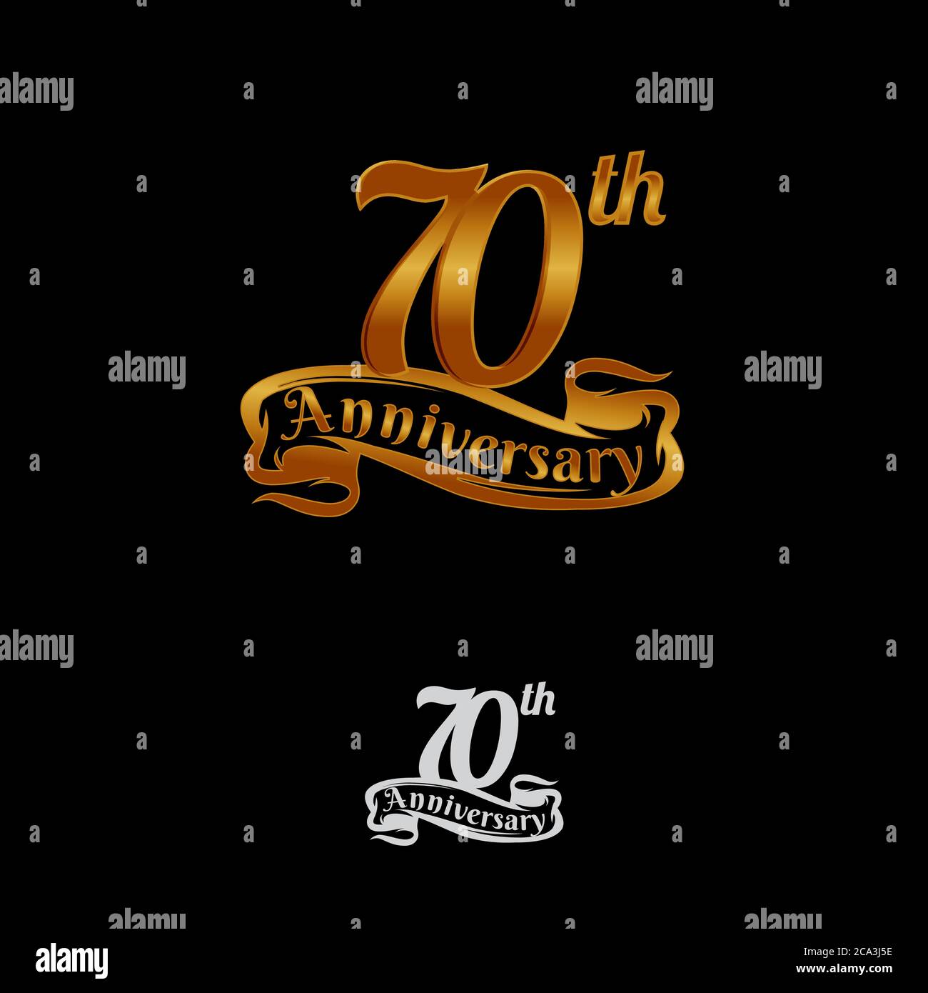 70 years anniversary celebration design with thin number shape golden color for special celebration event Stock Vector