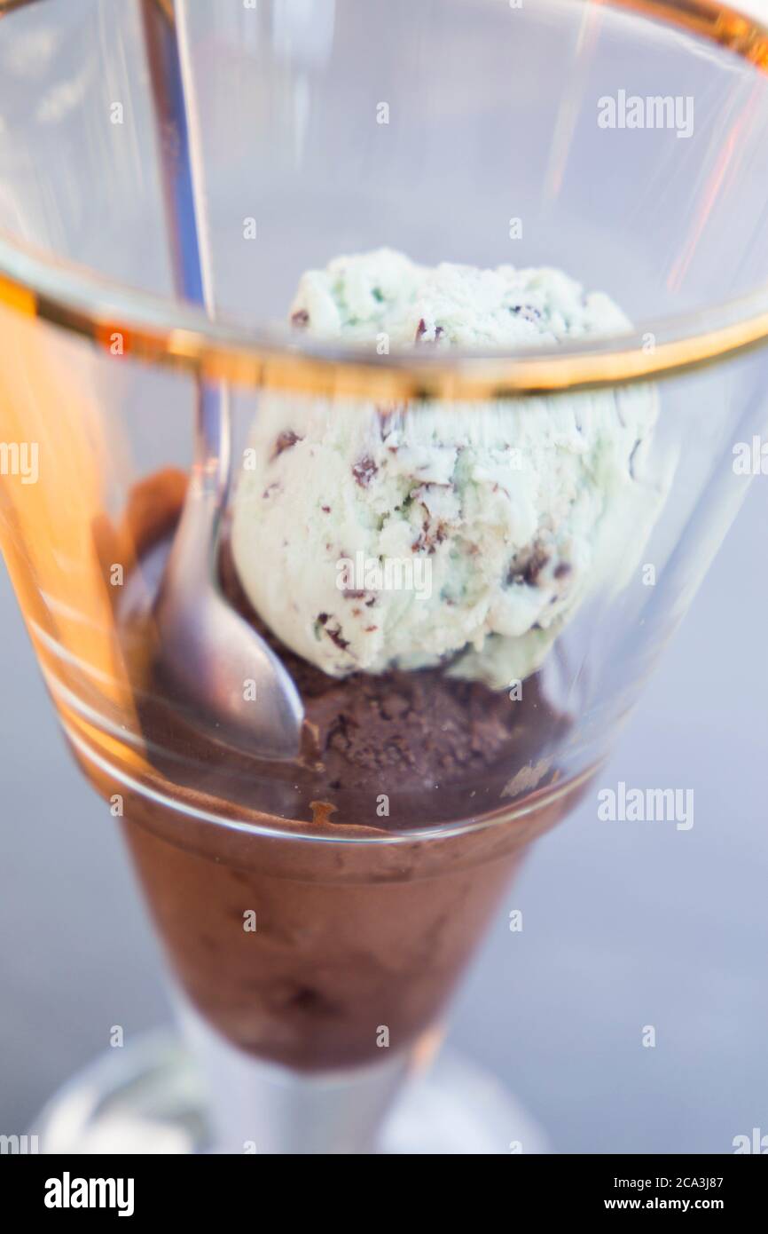 Ice cream scoops in glass cup Stock Photo Alamy
