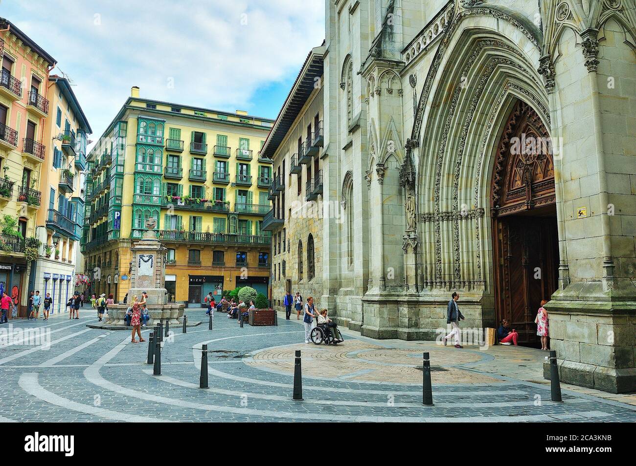 The St. James Cathedral in the neighborhood of Siete Calles (the Seven Streets), the historical Downtown. Bilbao city, Vizcaya province, Spain Stock Photo