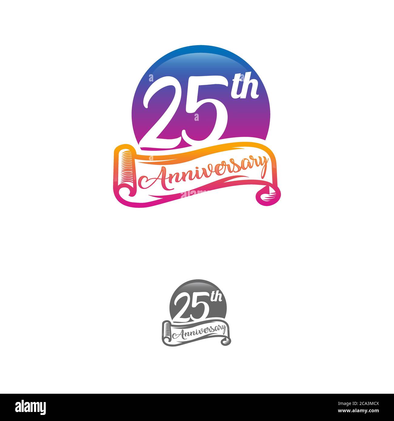 25 Years Anniversary Logo Template Isolated On White Black And White Stamp 25th Anniversary Icon Label With Ribbon Stock Vector Image Art Alamy