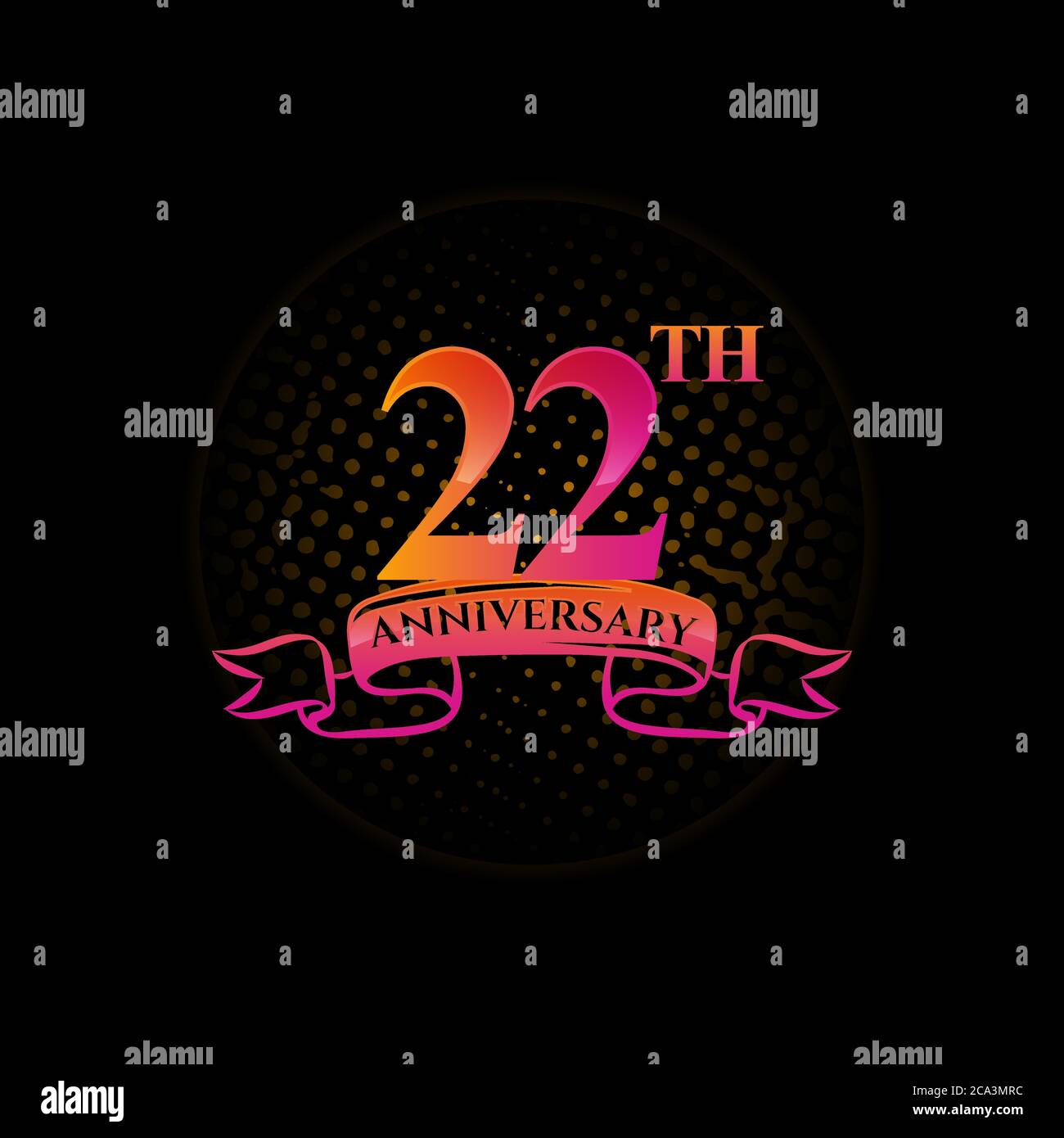Celebrating the 22th anniversary logo, with gold rings and gradation ...