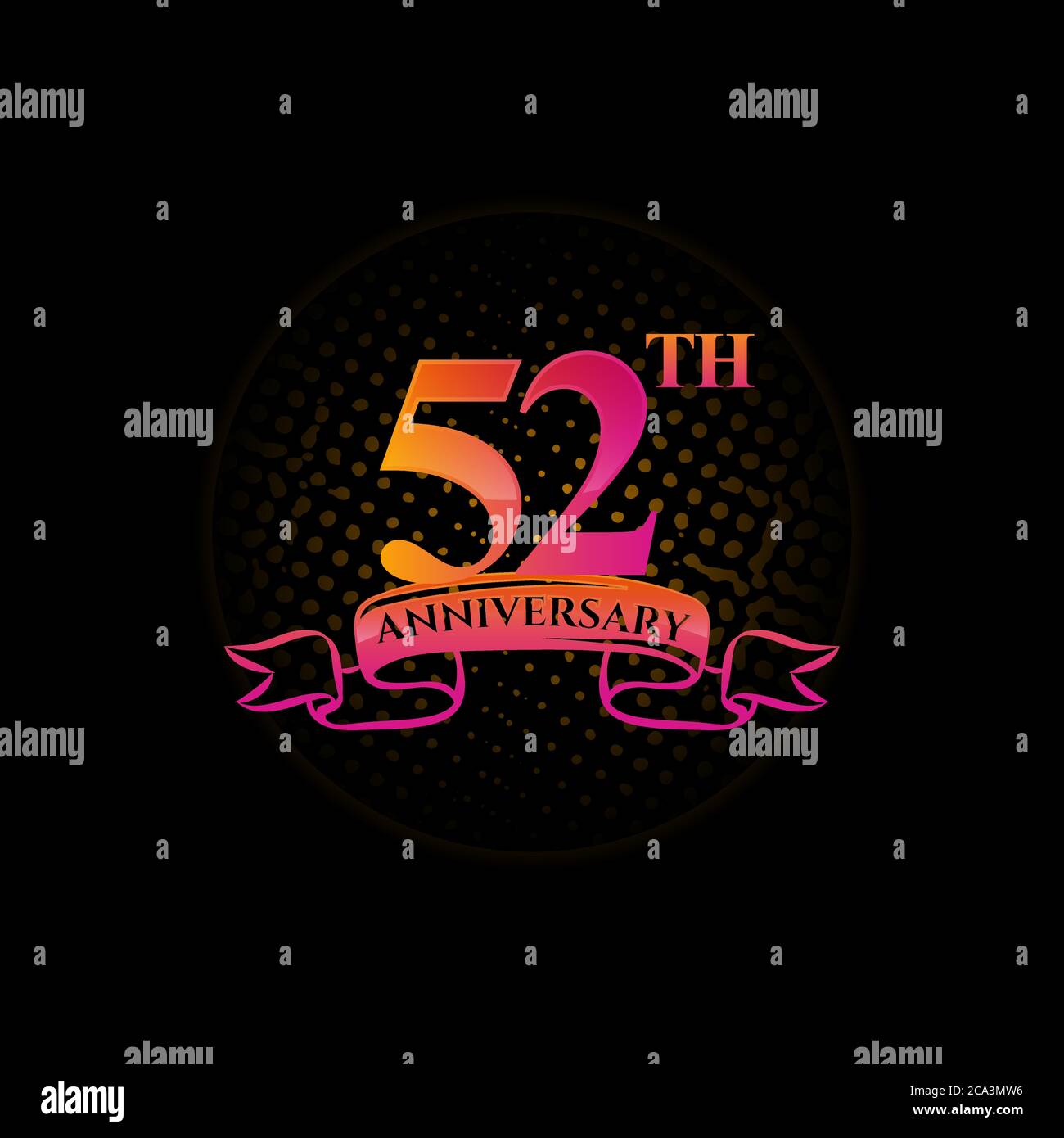 52nd Gold Lettering Celebrating the 52th anniversary logo, with gold rings and gradation ...