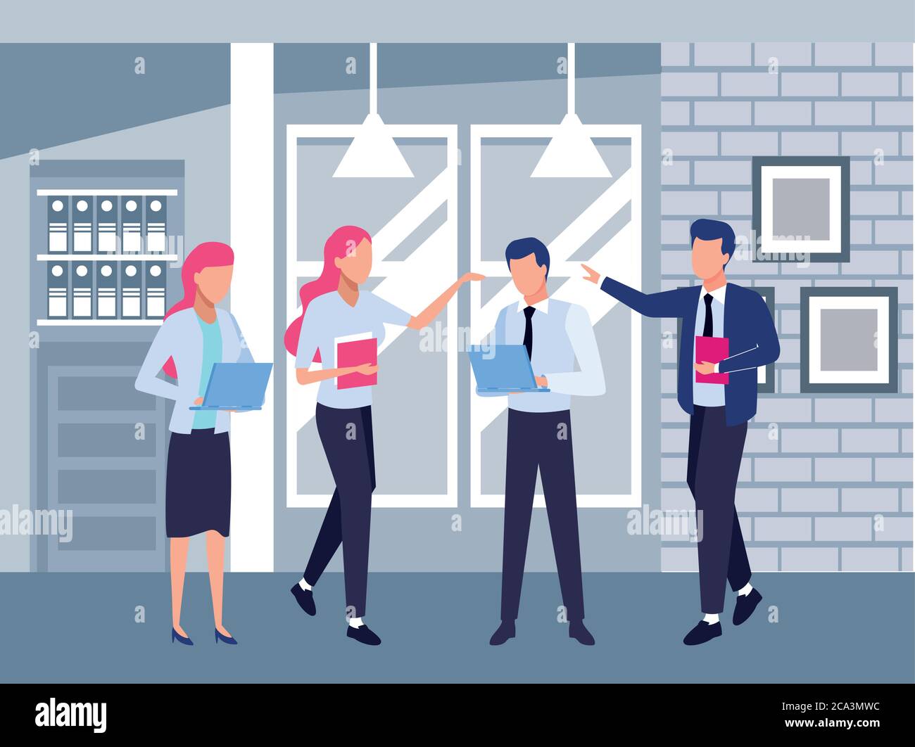 group of business people teamwork in the office characters vector ...