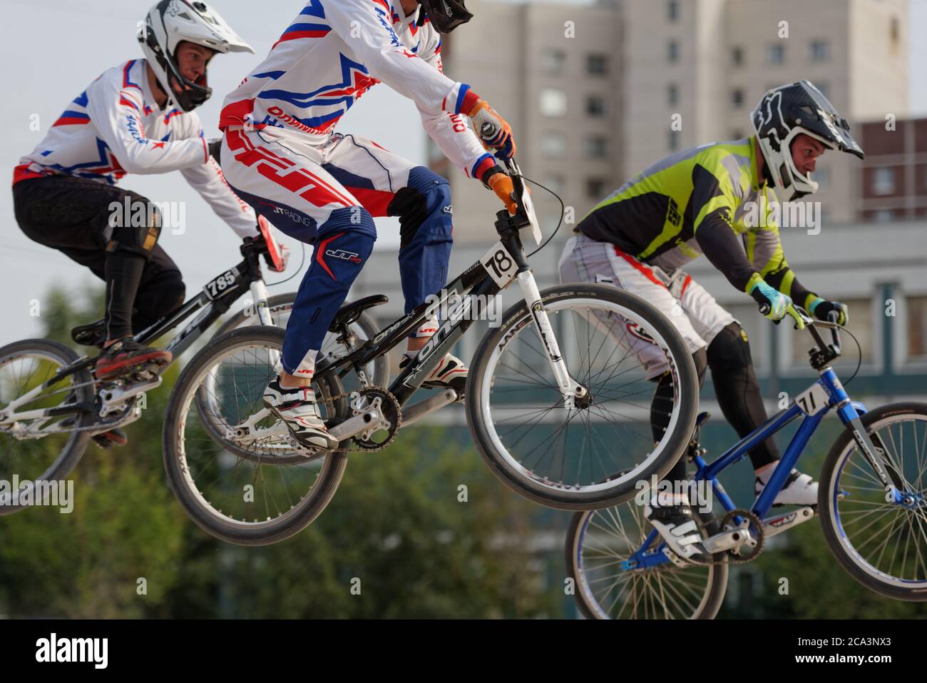 St. Petersburg, Russia - August 6, 2015: Unidentified bikers in the BMX  race Cruiser. The competitions is a stage of the BMX racing championship of  Russia Stock Photo - Alamy