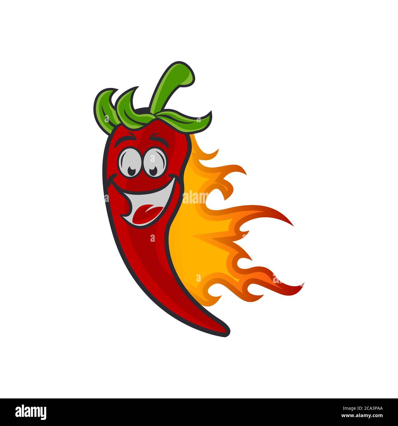 Red chili pepper cartoon mascot breathing flames vector illustration Stock Vector