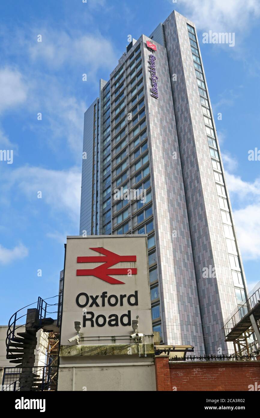 Manchester Oxford Road Railway Station, Oxford Road, Manchester, England, UK, M1 6FU, Liberty Living Manchester Oxford Road,Student Accommodation Stock Photo