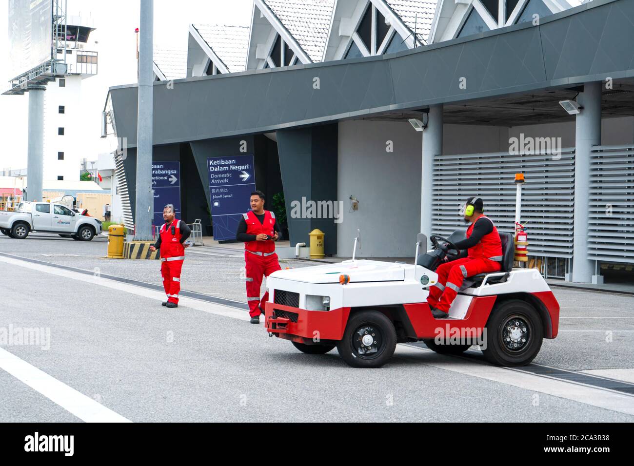 Special transport at the airport. Car for towing aircraft to the runway