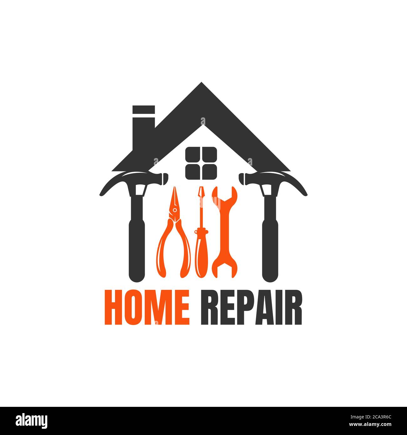 Home repair logo. House, Real Estate, Construction, Building Logo. House Vector. Tools icon. Repairs house sign. Home improvement icon. Stock Vector