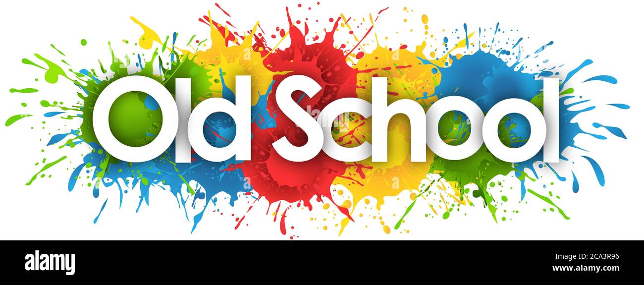 old school word in splash’s background Stock Photo - Alamy