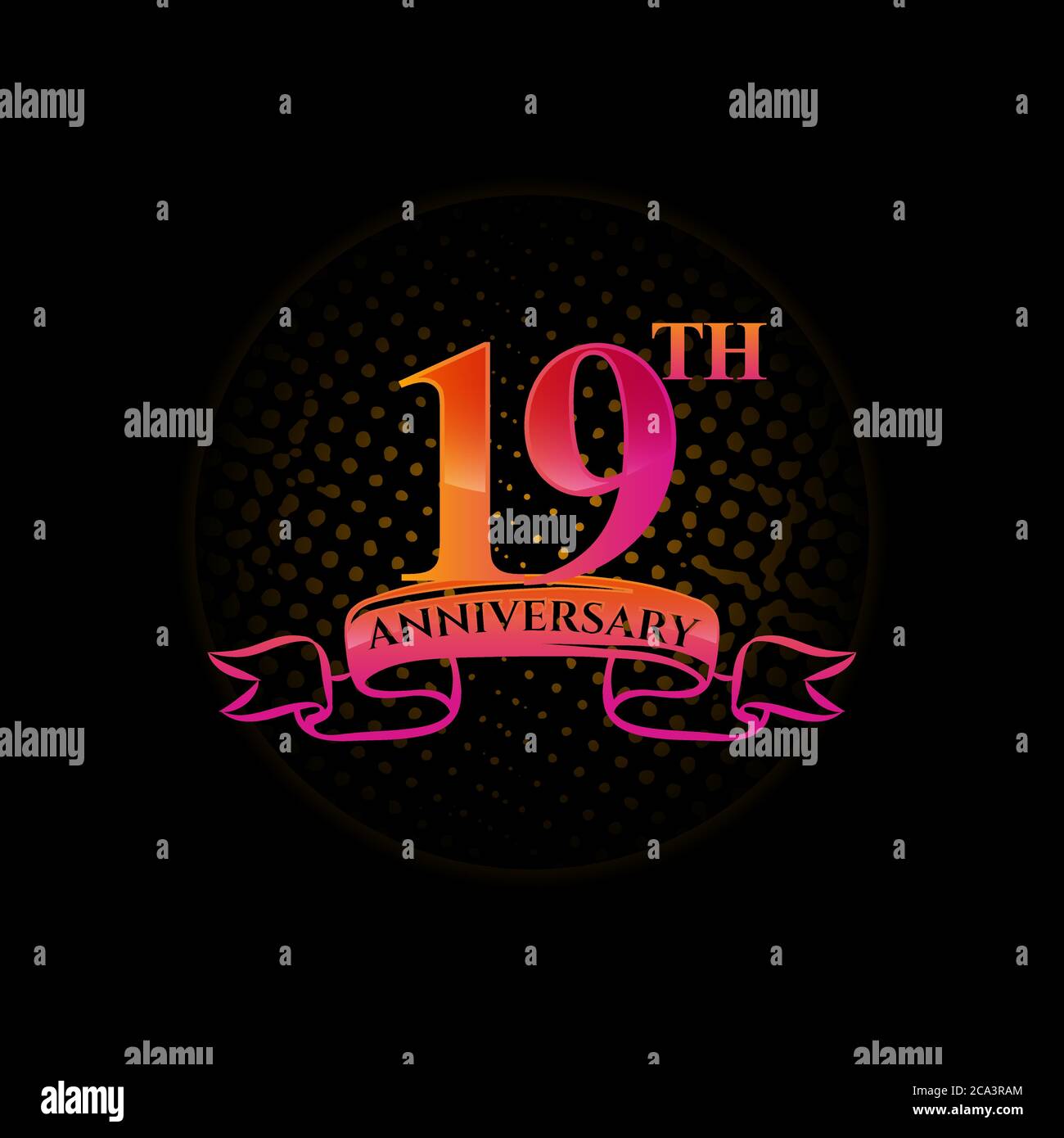 Celebrating the 19th anniversary logo, with gold rings and gradation ...