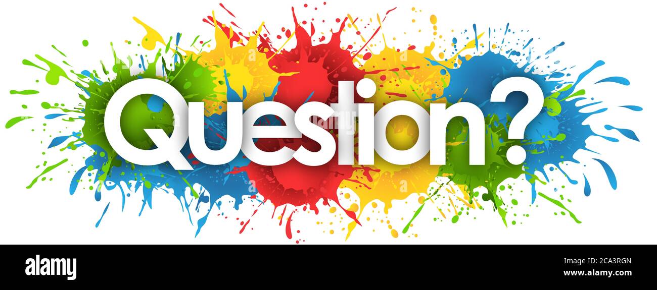 question word in splash’s background Stock Photo - Alamy