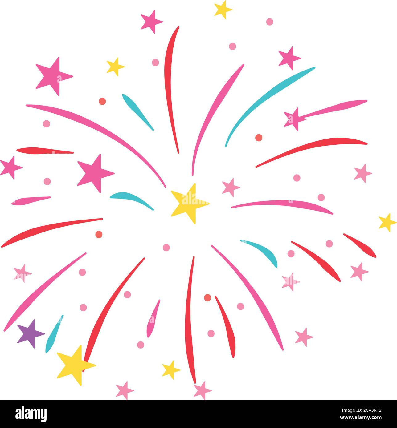 stars and striped fireworks icon over white background, flat style