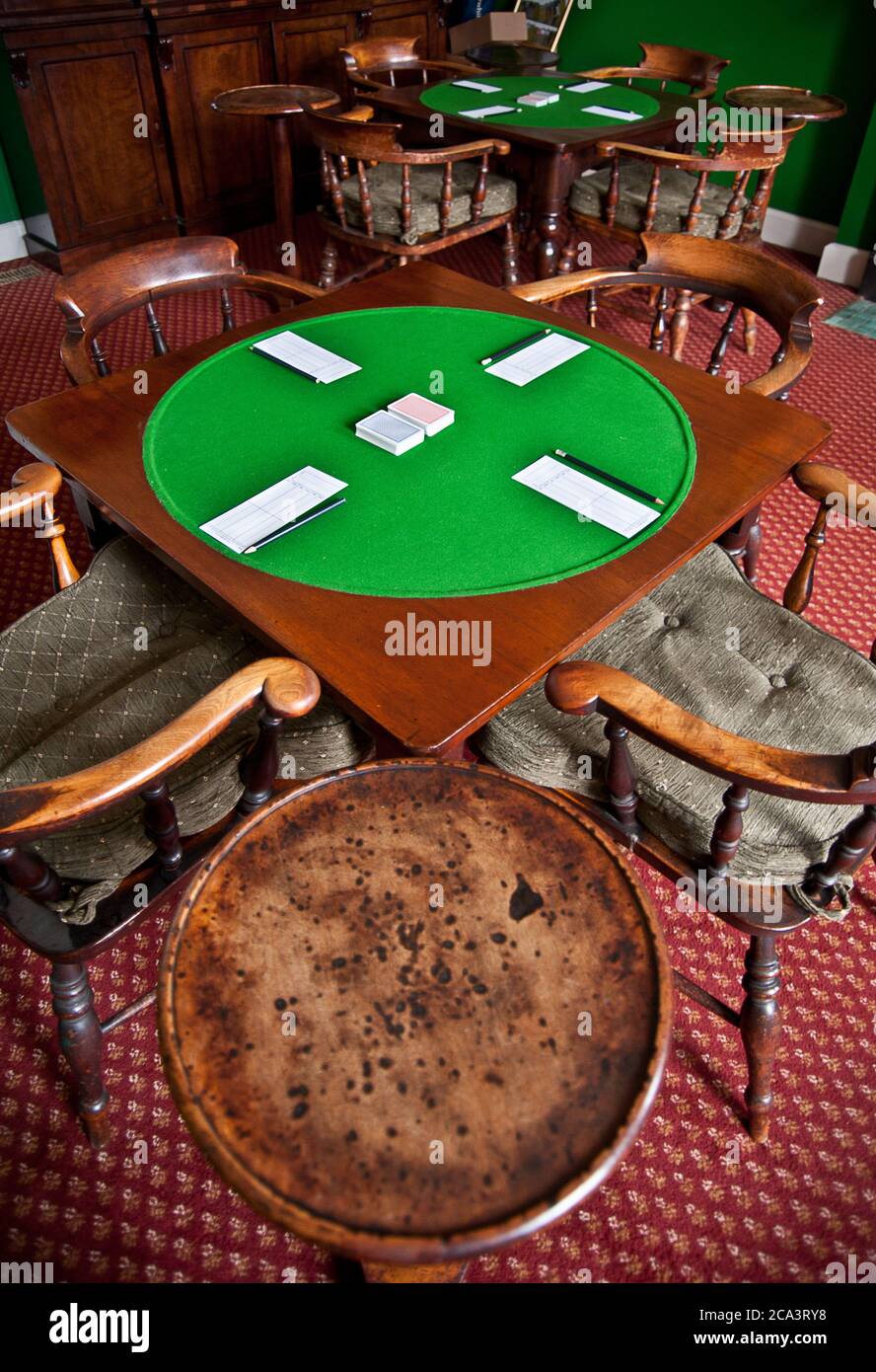 Card table set up for Bridge Stock Photo