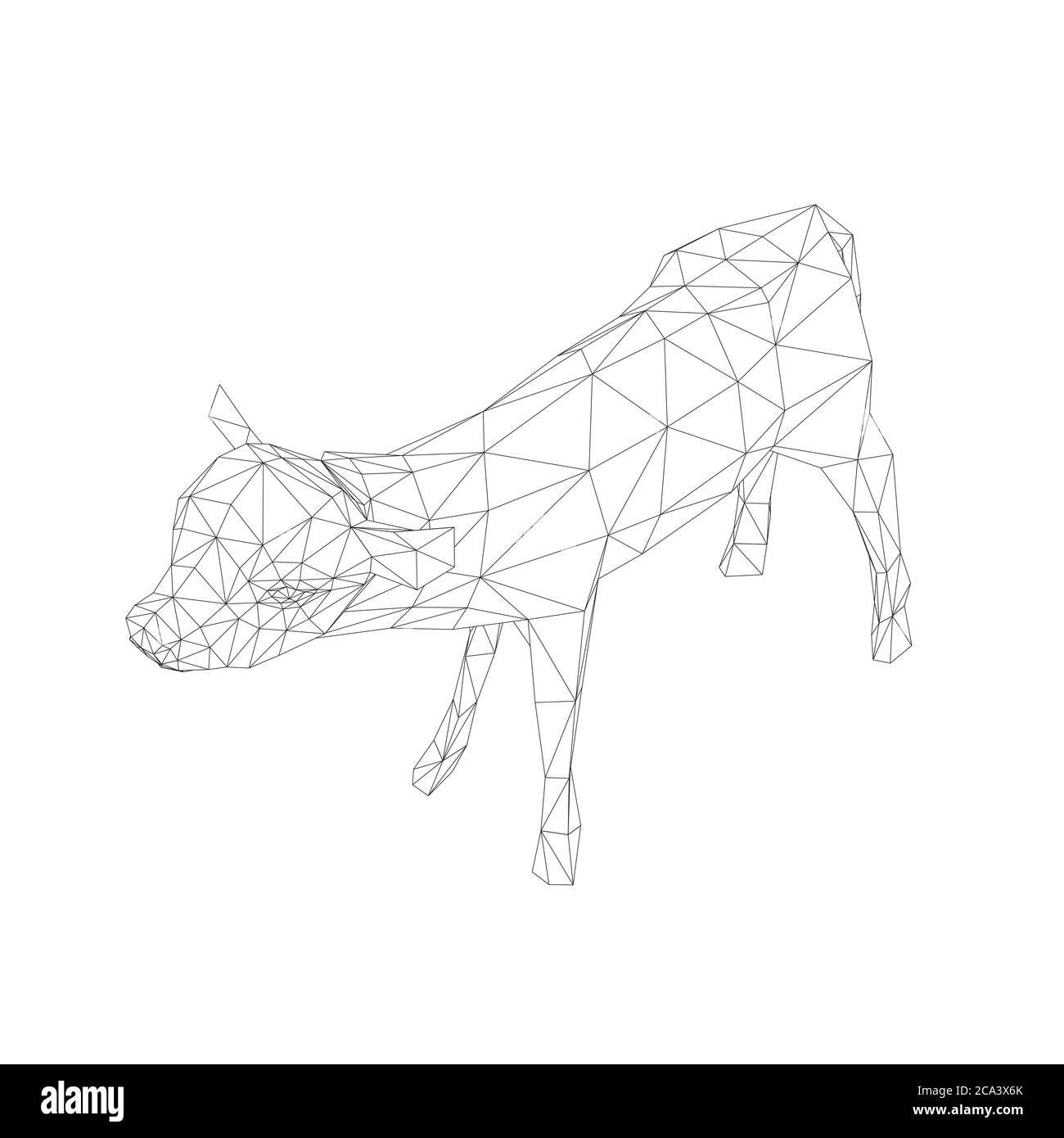 Lamb wireframe from black lines on a white background. Isometric view. 3D. Vector illustration. Stock Vector