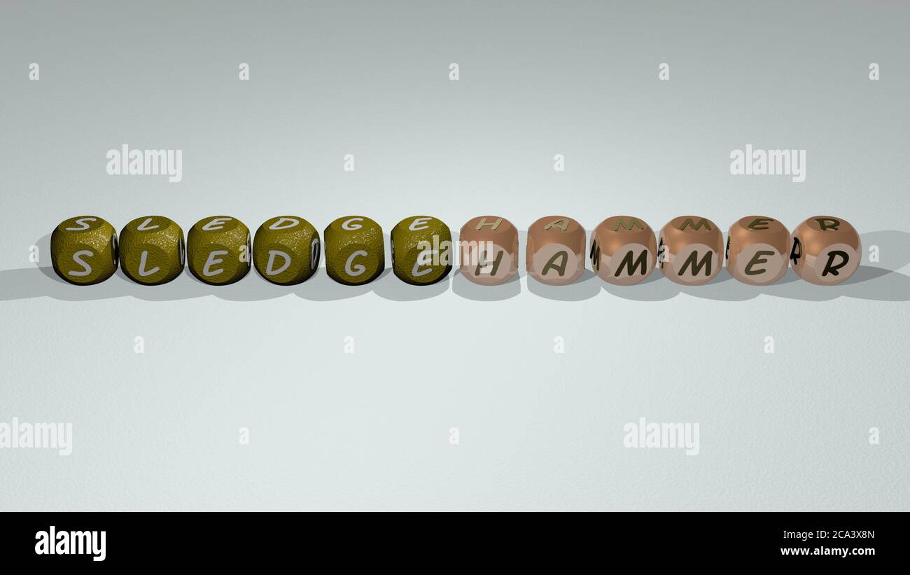 sledgehammer combined by dice letters and color crossing for the