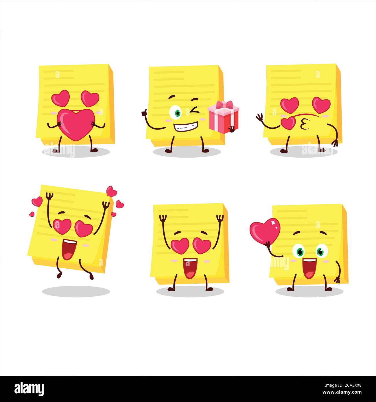 Sticky notes yellow cartoon character with love cute emoticon Stock Vector  Image & Art - Alamy
