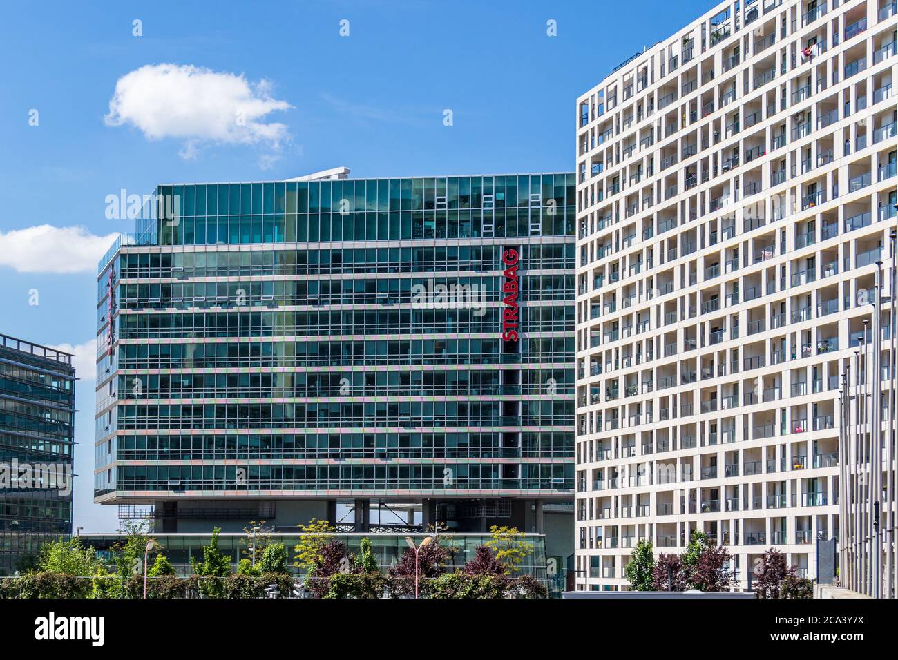 Donau City Buildings with surrounded Landscape in Danube City, Vienna, Wien, Austria, Europe Stock Photo