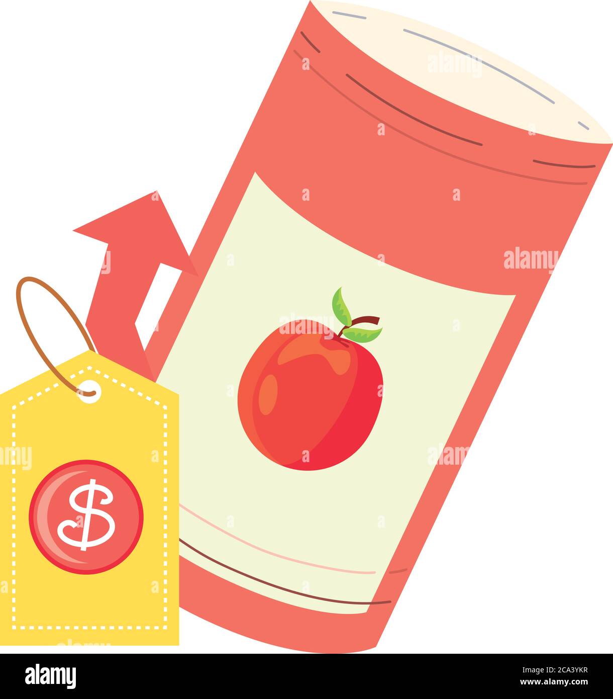 canned food price increase cartoon vector illustration design Stock