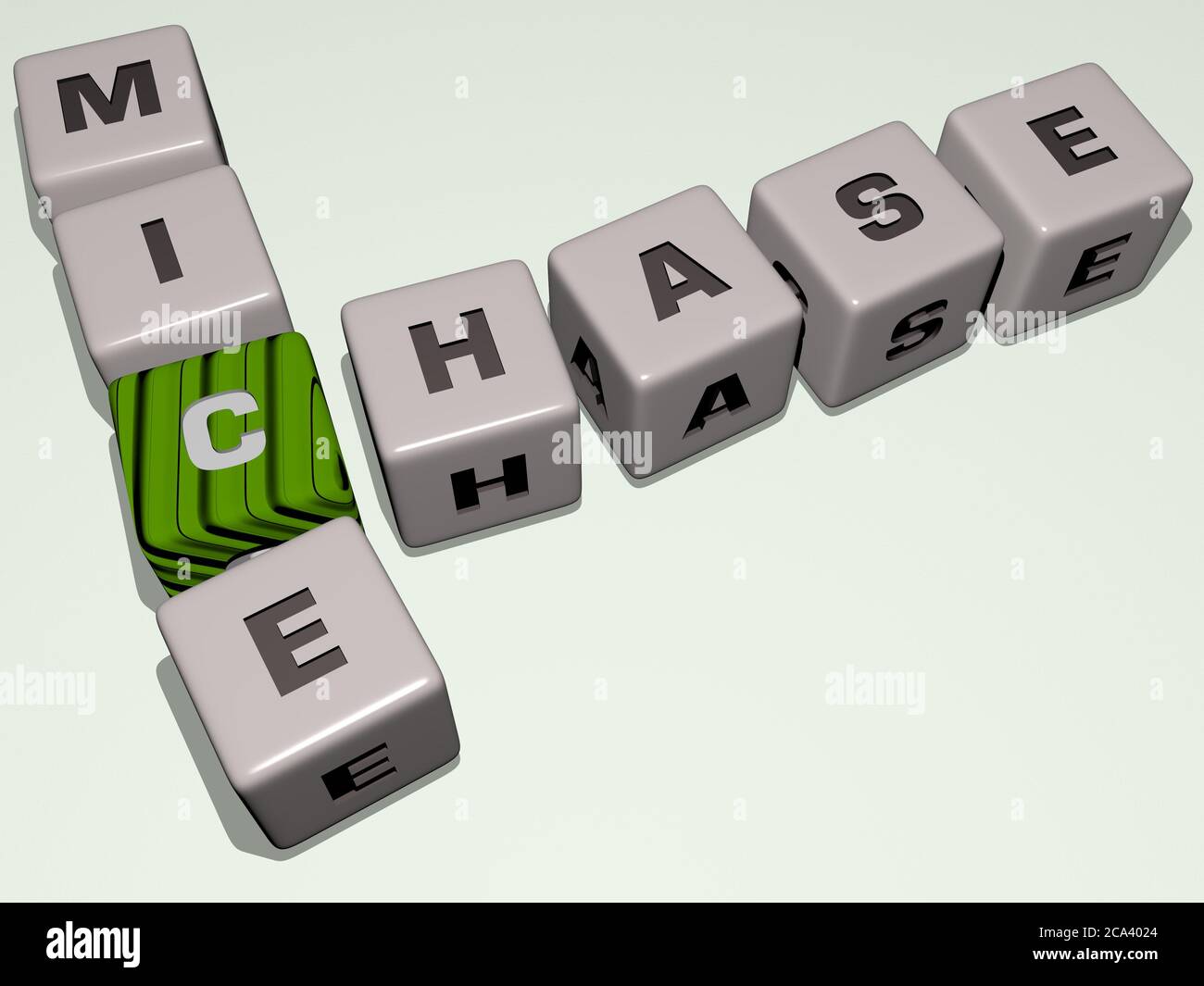 combination of cats chase mice built by cubic letters from the top