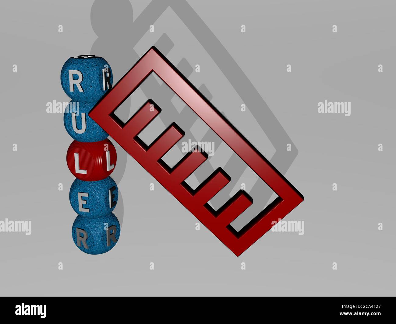 3D representation of RULER with icon on the wall and text arranged by ...