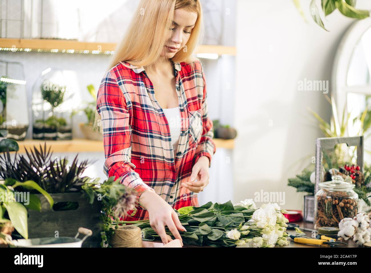 small business owner of retail flower shop and garden center make