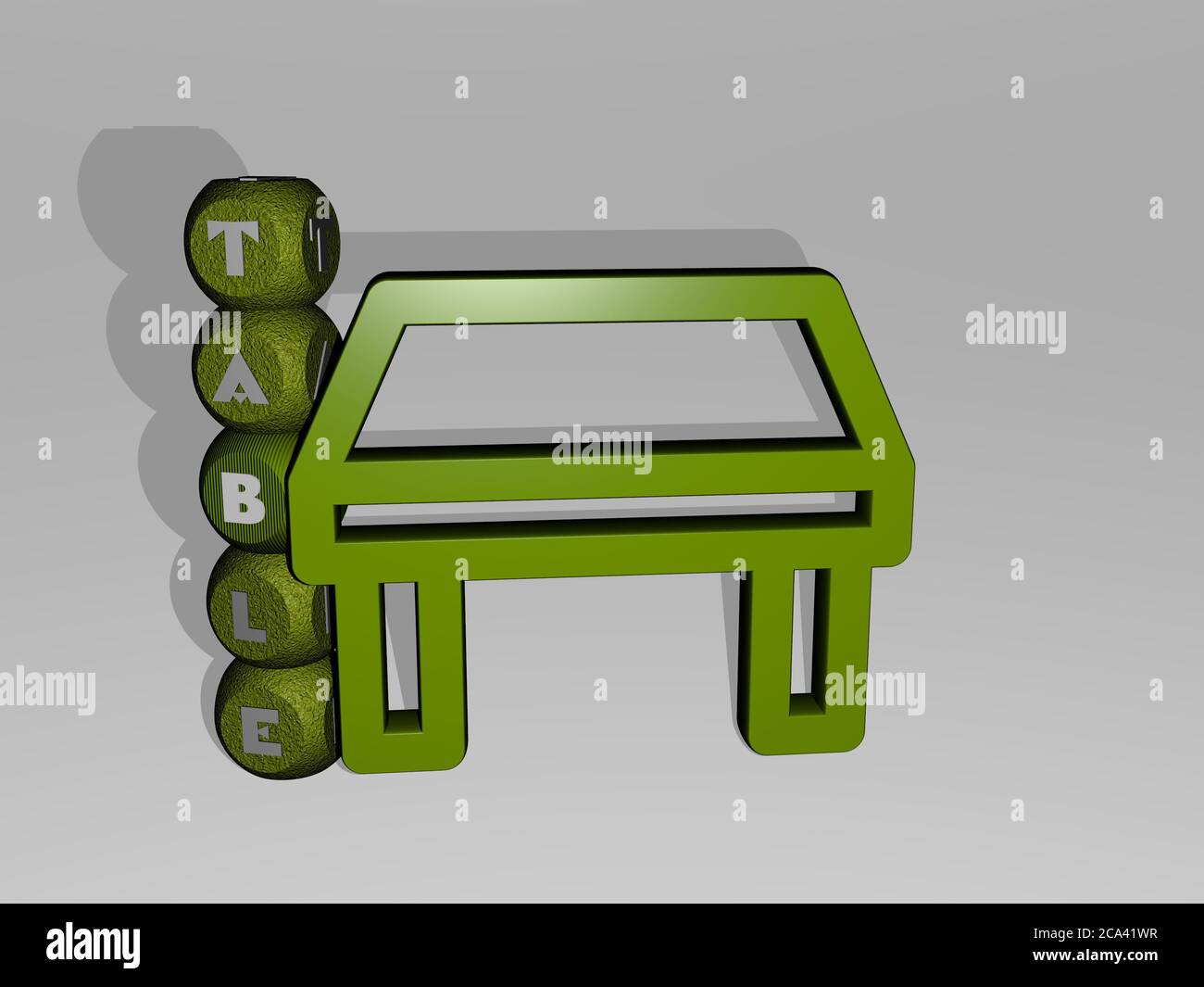 3D graphical image of TABLE vertically along with text built around the ...