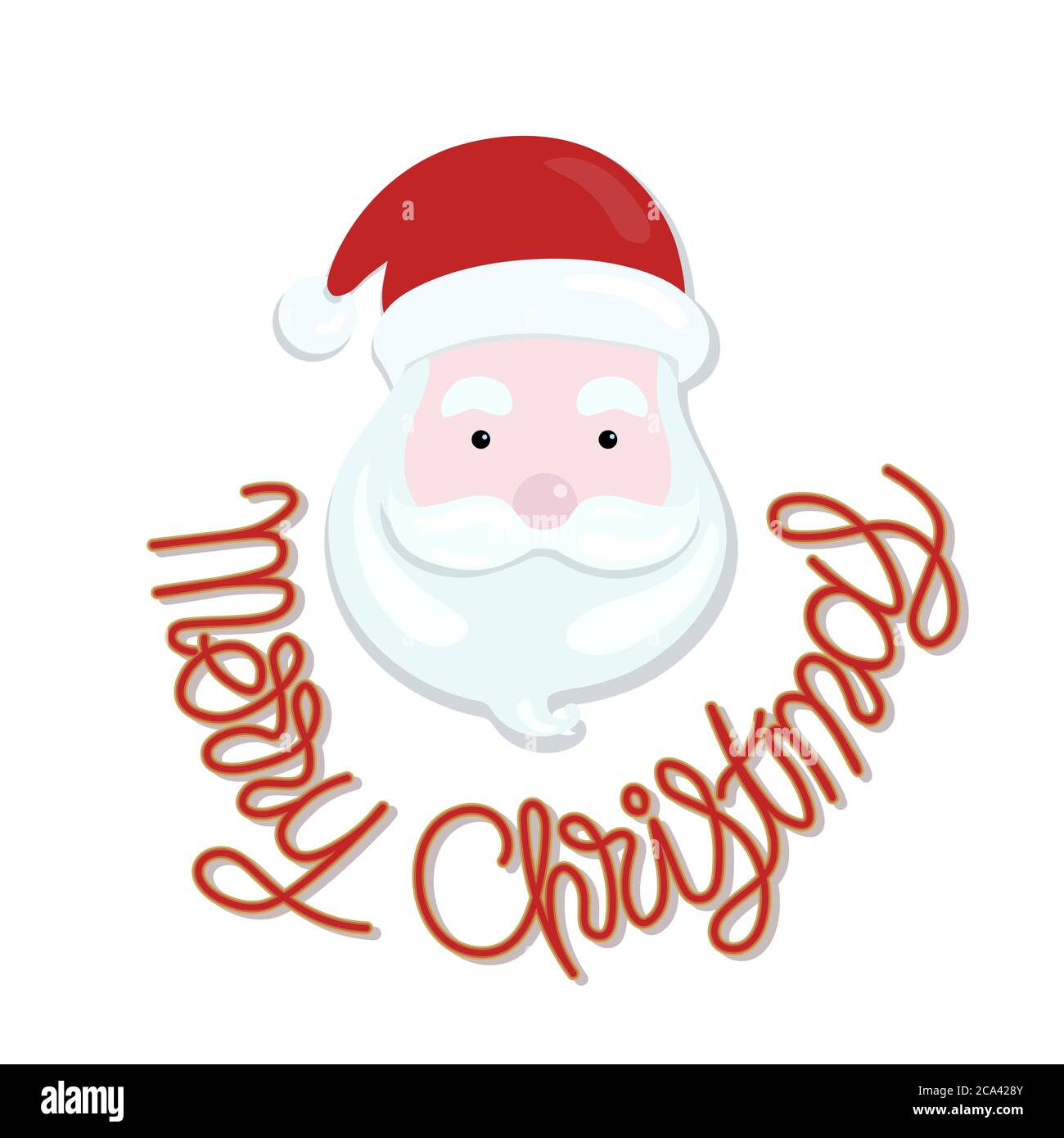 Santa portrait with red merry christmas calligraphy, vector ...