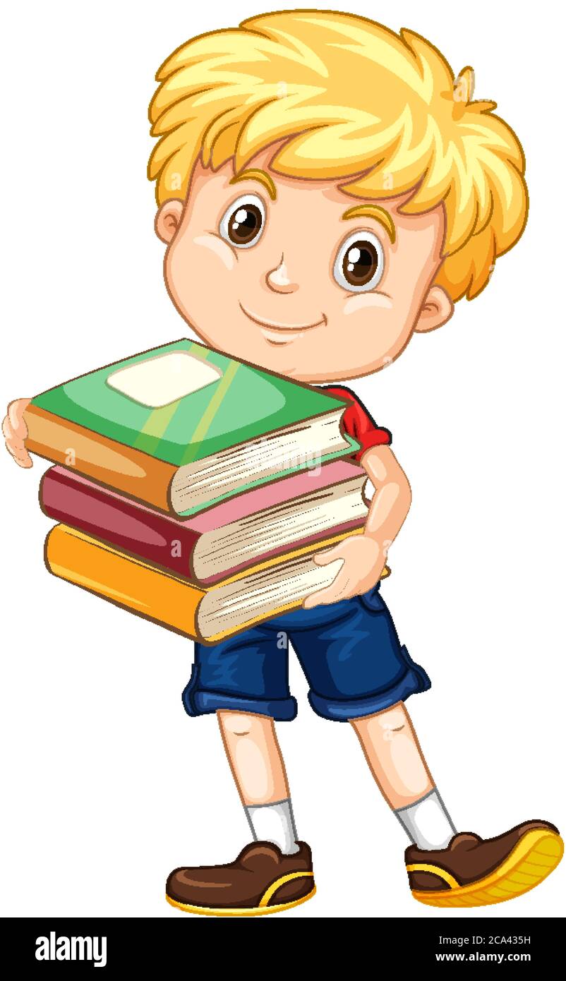 Boy holding book isolated illustration Stock Vector Image & Art - Alamy