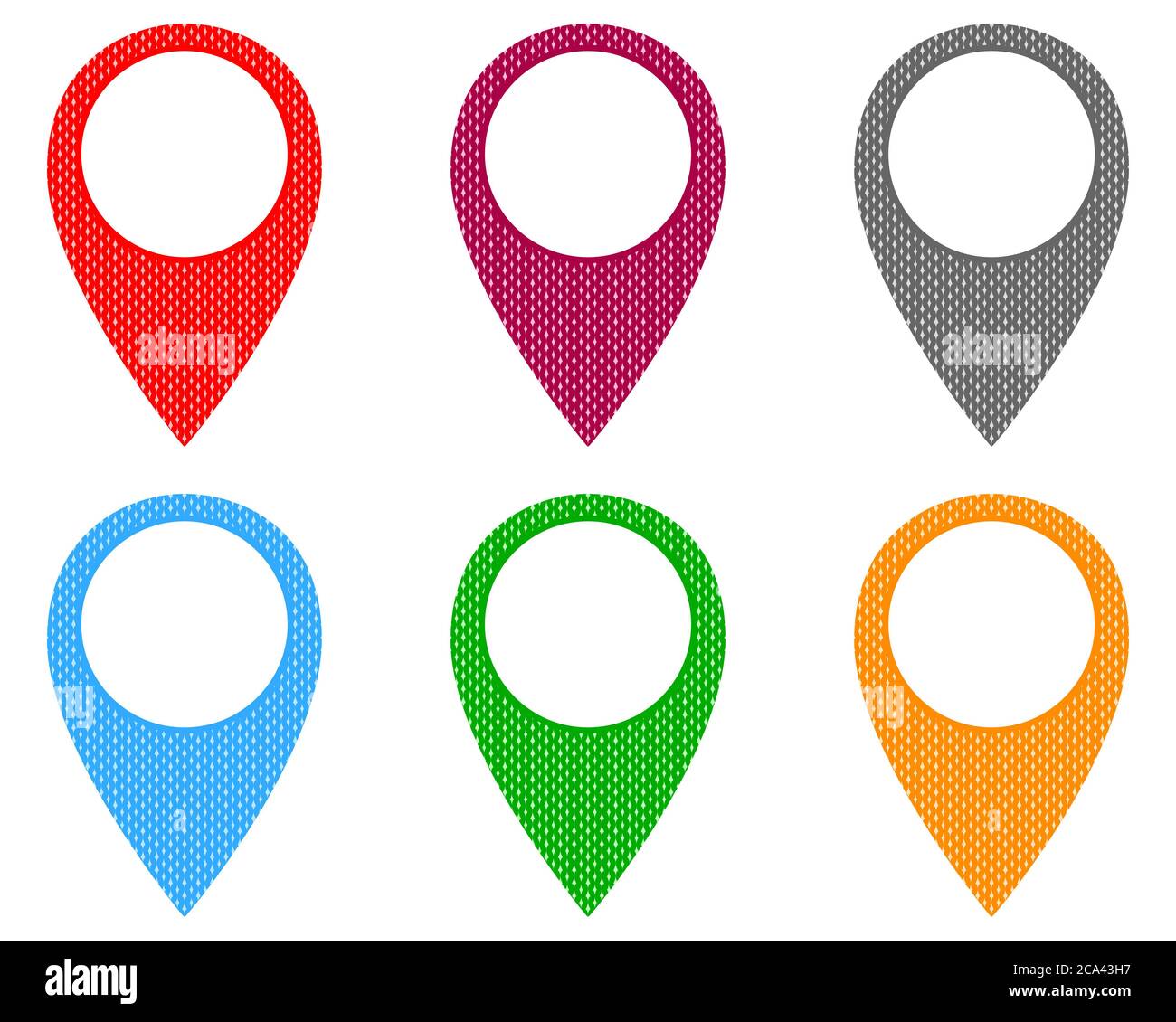 Locator pins in various patterns Stock Photo