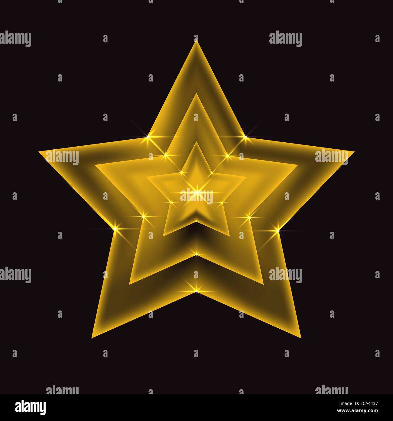 Vector illustration of a transparent golden star with glitter. Vector ...