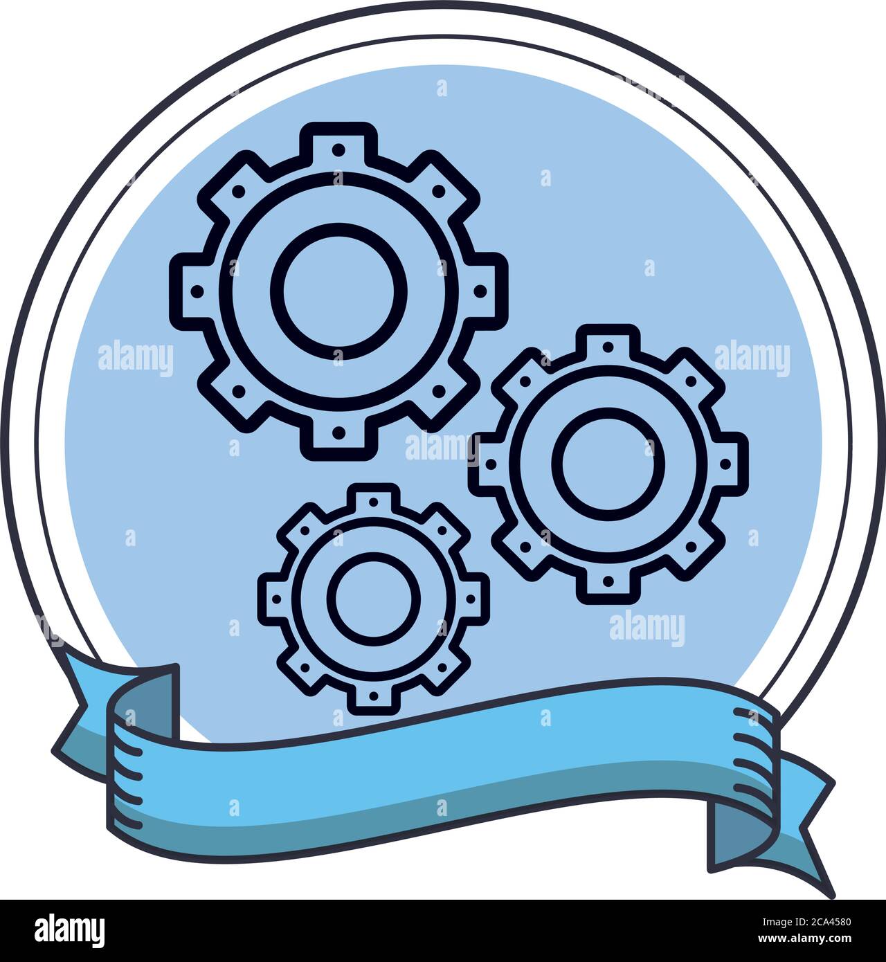 gears settings setup in circular frame vector illustration design Stock ...