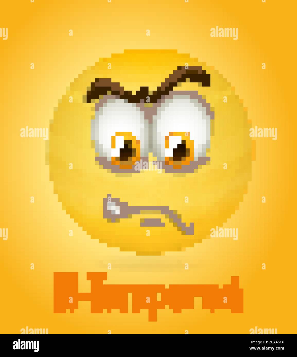 Ill tempered face emoji with its description on yellow background ...