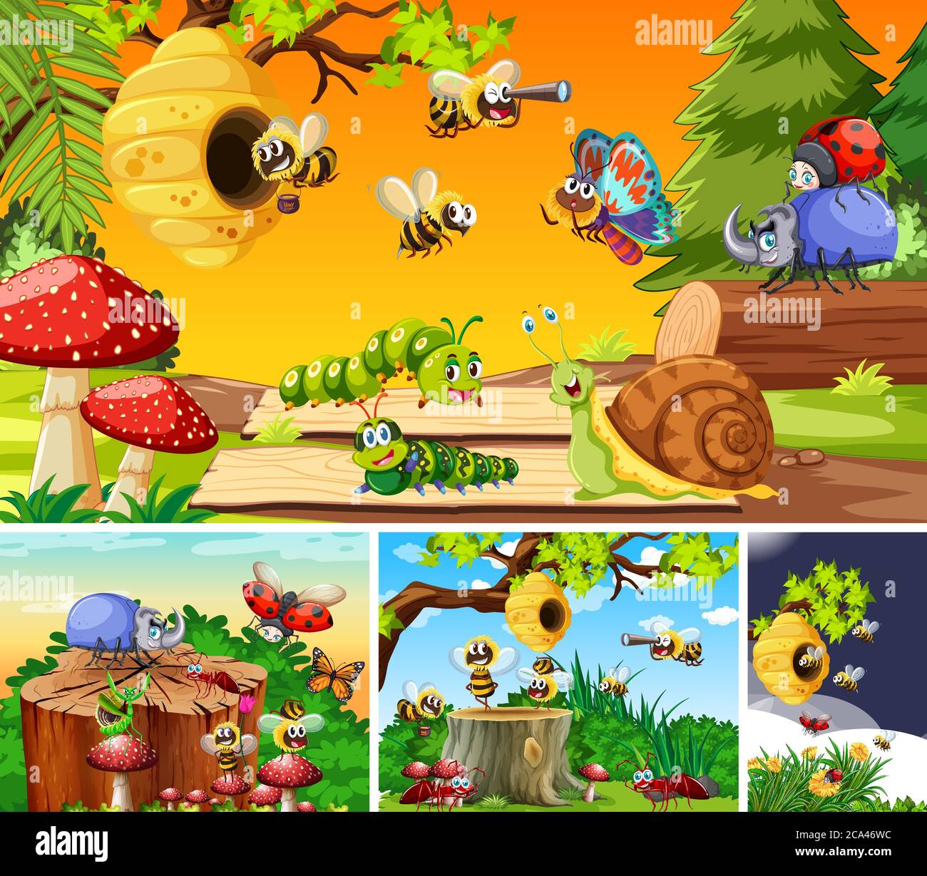 Young animals cartoon garden background hi-res stock photography and images  - Page 3 - Alamy